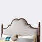 84.65 inch Wide Victorian Bed Frame Rubberwood Standard Bed with Upholstered Headboard