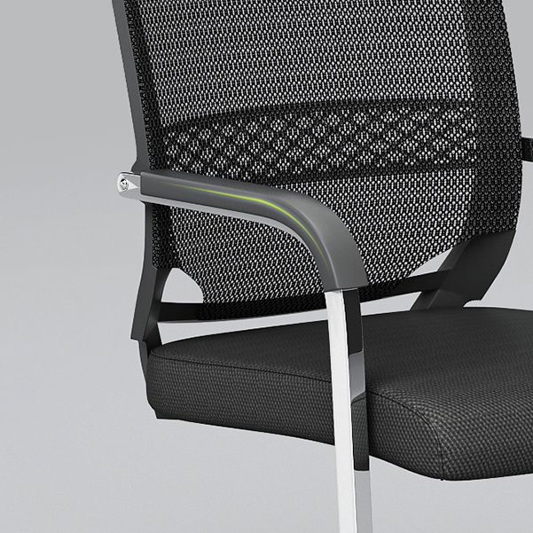 Sedia da ufficio in acciaio senza ruote a braccia fissa moderna sedia da ufficio nero moderno