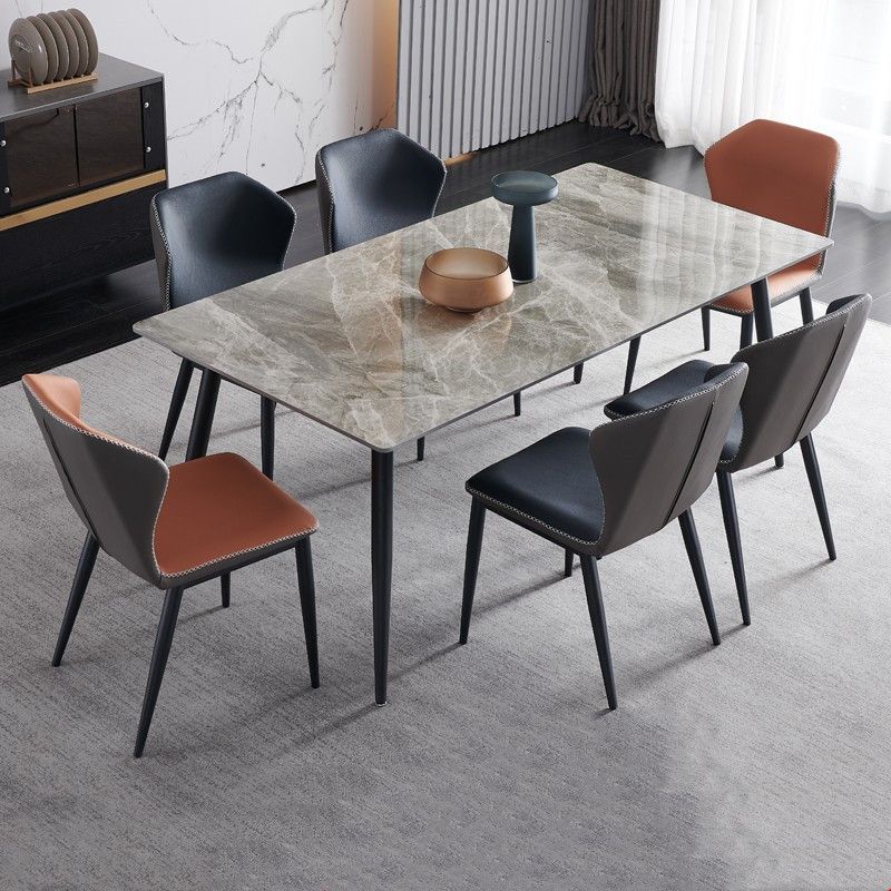 Sintered Stone Home Dining Table Industrial Rectangle Dining Room Table Clearhalo 'Dining Tables & Seating' 'Dining Tables' 'dining_table' 'furn' 'furn_dining_table' 'Furniture' 'Kitchen & Dining Furniture' 1200x1200_254dcb88-72df-4683-8d7b-ed87209095c3