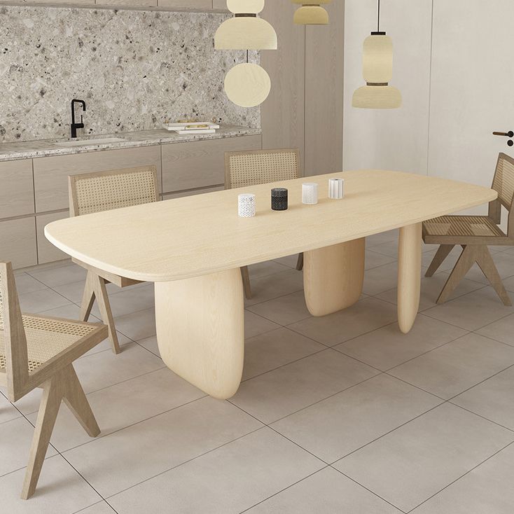 Solid Wood Rectangle Dining Table Modern Contemporary Kitchen Wood Table with 3 Legs Clearhalo ' dining_table' 'Dining Tables & Seating' 'Dining Tables' 'furn' 'furn_dining_table' 'Furniture' 'furniture_dining_table' 'Kitchen & Dining Furniture' 'kitchen&dining_furn' 'kitchen' 'kitchen_dining_table' 1200x1200_255074aa-4150-46fa-856d-5db7883994a1