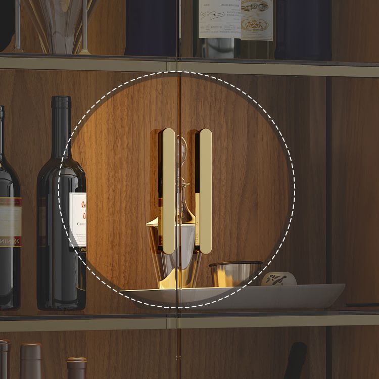 Moderne eiken houten keukenwijnhouder met glazen opbergkast