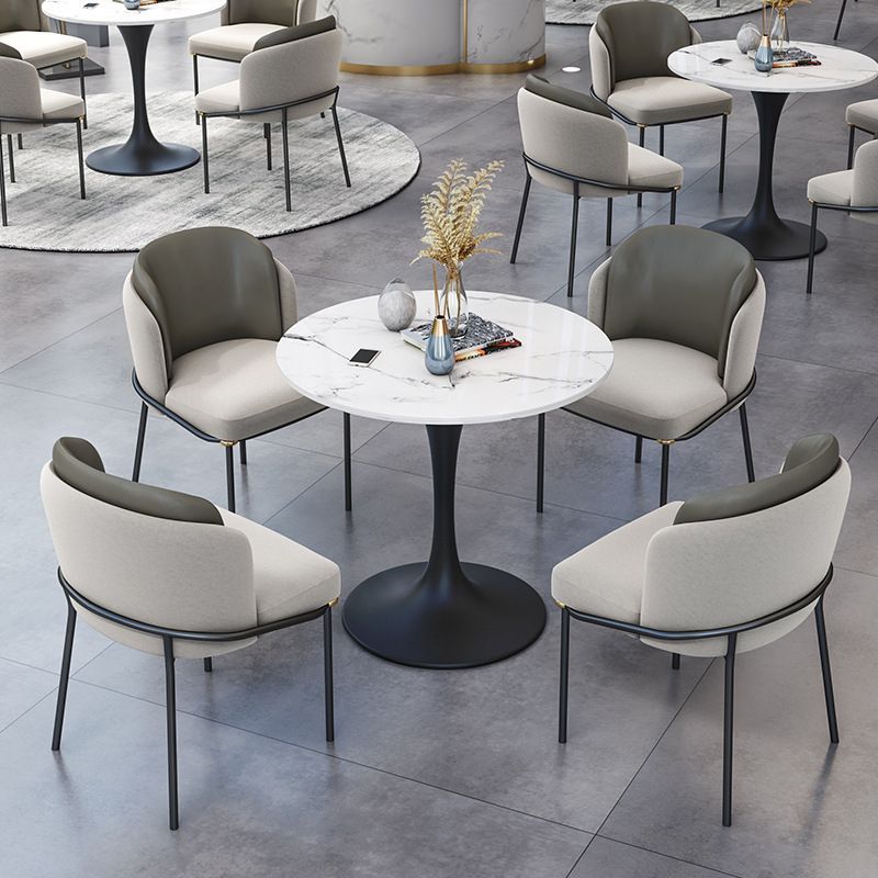 Round Black Base Dining Table Modern Stone Table for Milk Tea Shop Clearhalo 'Dining Tables & Seating' 'Dining Tables' 'dining_table' 'furn' 'furn_dining_table' 'Furniture' 'Kitchen & Dining Furniture' 1200x1200_2555574f-8d2e-4854-be26-ed39f950e11c