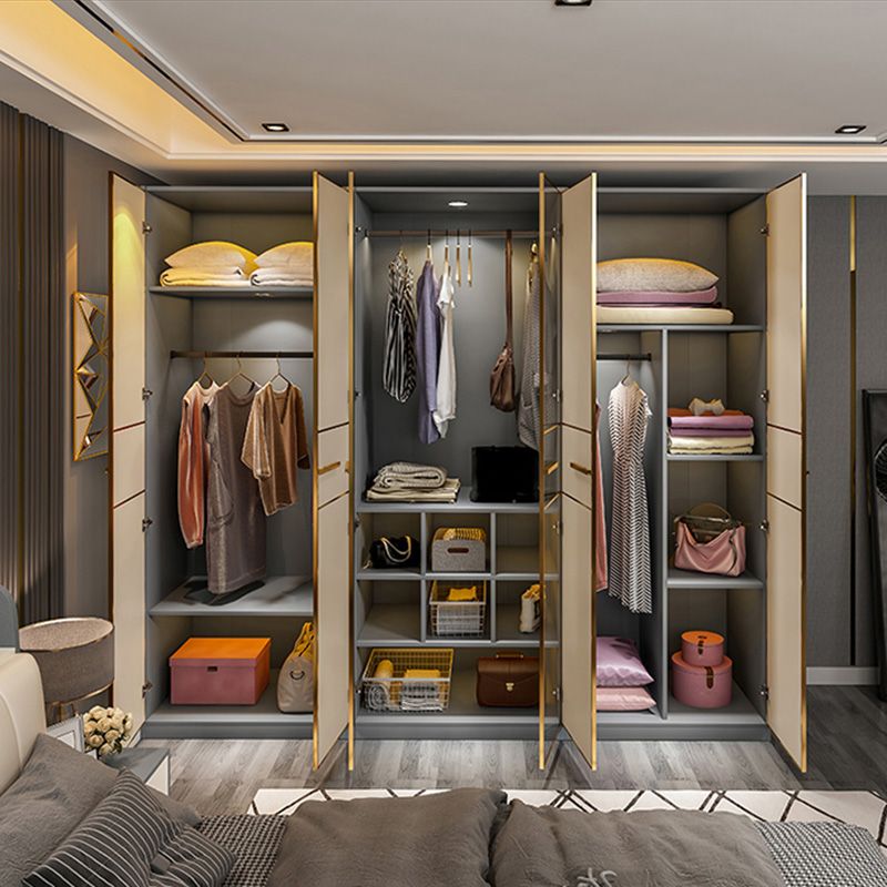 Asta di stoffa di guardaroba in legno moderno compreso l'armadio del guardaroba con morbida porta