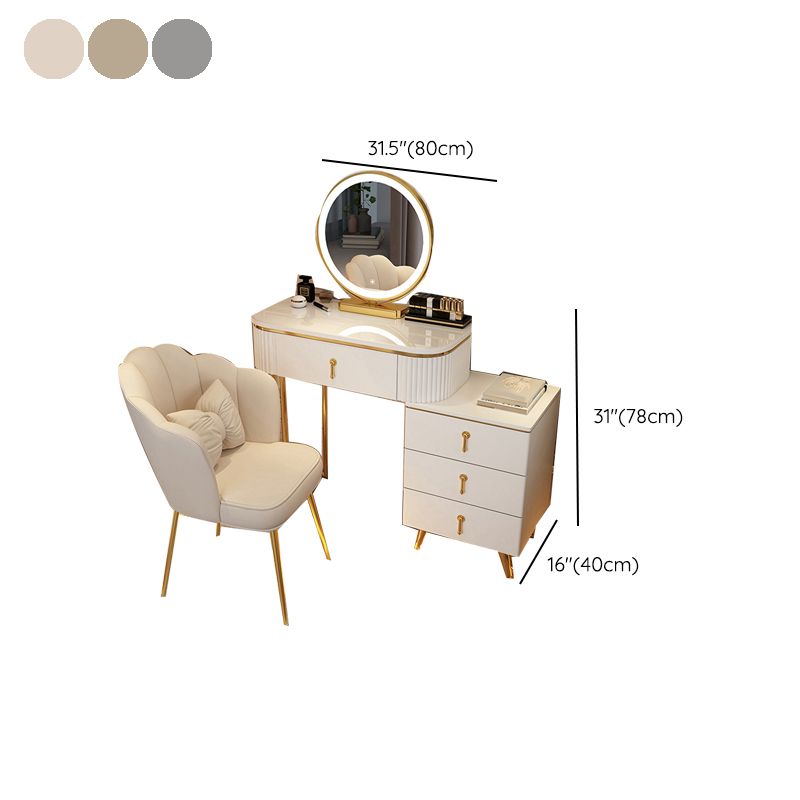 Mirrored Vanity Table and Stool Set Engineered Wood Vanity Desk