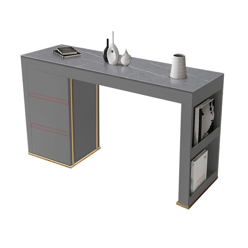 Stone Top Bar Stool Table Glam Style Rectangle Pub Table with Storage Clearhalo 'Bar Furniture' 'Bar Tables' 'bar_tables' 'furn' 'furn_bar_tables' 'Furniture' 'Kitchen & Dining Furniture' 1200x1200_2557e983-f0d9-4da2-ac73-28f021c96780