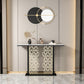 Tavolo console glam con top in pietra rettangolo e base nera per Hall