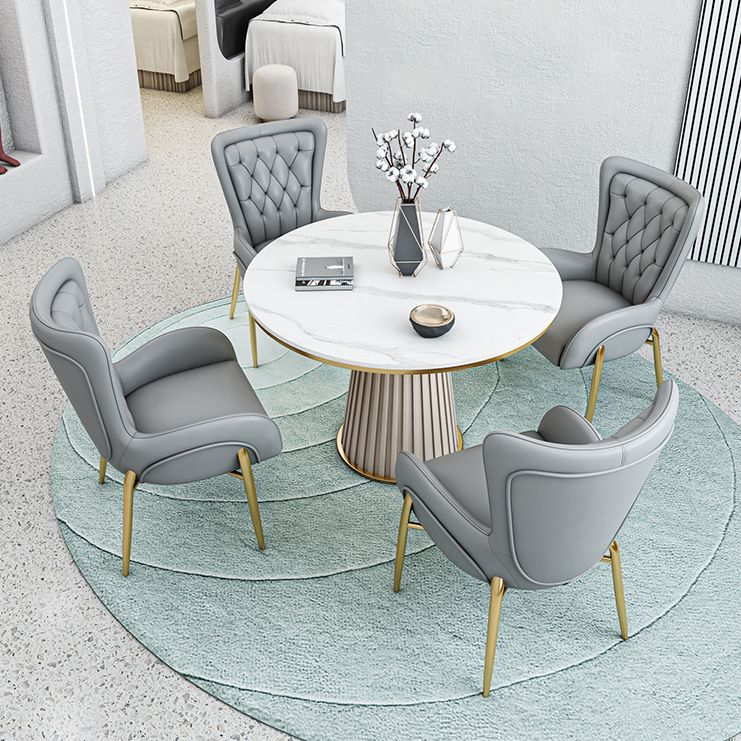Modern Style Sintered Stone Dining Set with Round Shape Dinette Set with Pedestal Base Clearhalo 'Dining Room Sets' 'Dining Tables & Seating' 'dining_room_set' 'furn' 'furn_dining_room_set' 'Furniture' 'furniture_dining_room_set' 'Kitchen & Dining Furniture' 'kitchen&dining_furn' 'kitchen' 1200x1200_25581a8b-9c90-4cbb-94bc-321cd33639d3