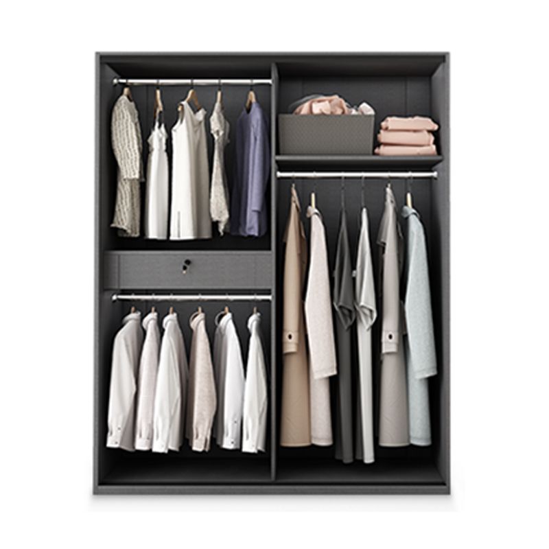 Modern Style Glass Wardrobe 1-Drawer Bedroom Wardrobe Closet Clearhalo 'Armoires & Wardrobes' 'armoires_wardrobes' 'Bedroom Furniture' 'furn' 'furn_armoires_wardrobes' 'Furniture' 1200x1200_25586c94-1930-420f-8da8-b4fbb13323ff