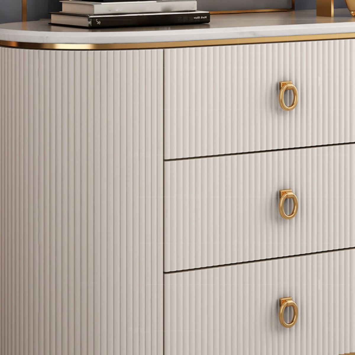 Glam Style Buffet Sideboard with Engineered Wood Drawers and Storage for Dining Room Clearhalo 'buffet_sideboard' 'Buffets & Sideboards' 'Furniture' 'furniture_buffet_sideboard' 'Kitchen & Dining Furniture' 1200x1200_255d0d7e-a17a-4b48-b737-c7b92c0f4532