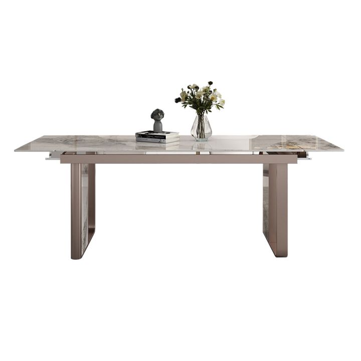 Traditional Luxury Style Dining Table Rectangle Sintered Stone Table with Double Pedestal Clearhalo ' dining_table' 'Dining Tables & Seating' 'Dining Tables' 'furn' 'furn_dining_table' 'Furniture' 'furniture_dining_table' 'Kitchen & Dining Furniture' 'kitchen&dining_furn' 'kitchen' 'kitchen_dining_table' 1200x1200_255d6526-69e3-43a4-bc10-c7f0c03df557