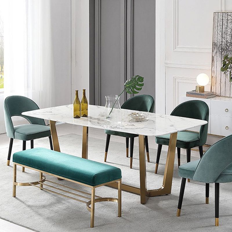 Modern Rectangle Velvet Bench Foam Solid Color Bench for Kitchen Clearhalo 'Benches' 'Chairs & Seating' 'furn' 'furn_benches' 'Furniture' 'Living Room Furniture' 1200x1200_255dcf1f-1153-45c3-a3e9-9fedcde544ba