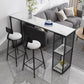 1/3 piezas de mesa de barra de hierro glamour bistro de piedra rectangular con estante