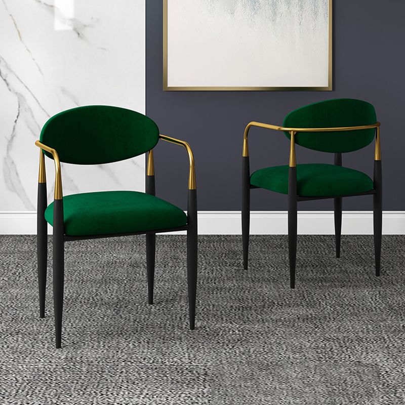 Glam Metal Home Dining Arm Chair Open Back Dining Room Chair in Black Clearhalo 'Dining Chairs' 'Dining Tables & Seating' 'dining_chair' 'furn' 'furn_dining_chair' 'Furniture' 'furniture_dining_chair' 'Kitchen & Dining Furniture' 1200x1200_25635fe2-3696-4ebe-9cef-b431769ae97b