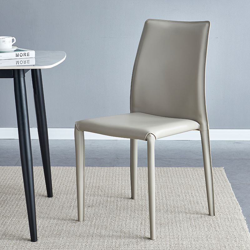 Scandinavian Style Solid Back Dining Chairs Leather Dining Armless Side Chairs Clearhalo ' kitchen&dining_furn' 'Dining Chairs' 'Dining Tables & Seating' 'dining_chair' 'furn' 'furn_dining_chair' 'Furniture' 'furniture_dining_chair' 'Kitchen & Dining Furniture' 'kitchen' 1200x1200_2564f6f1-76cc-4373-b2be-073639d921ed