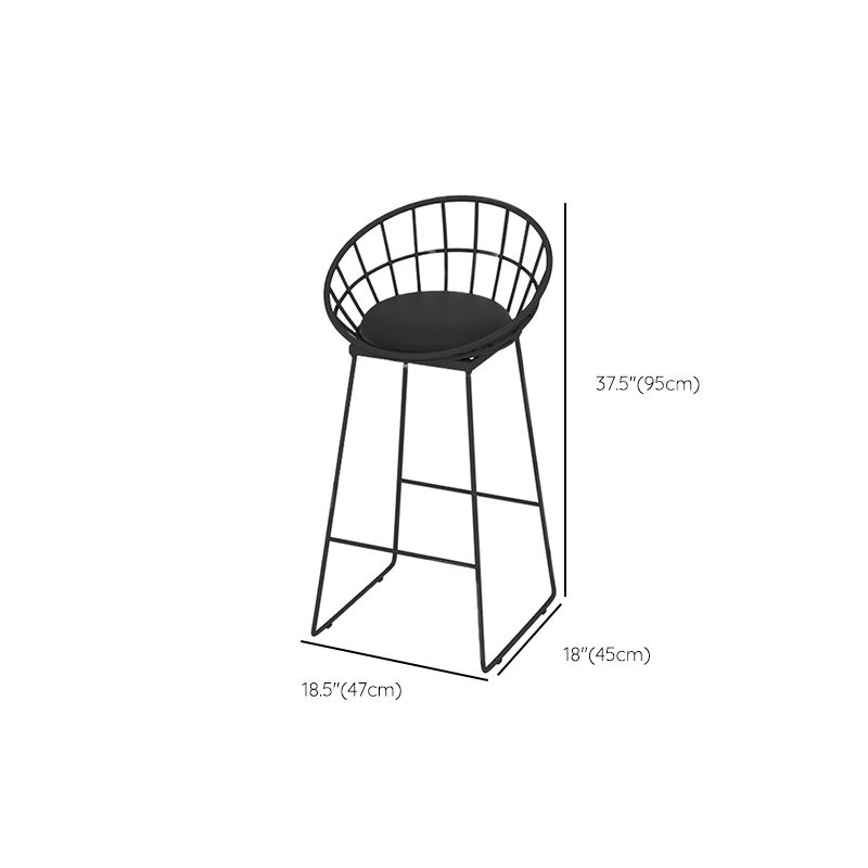 Glam Low Back Bar Stools Metal Dining Stools with Metal Base