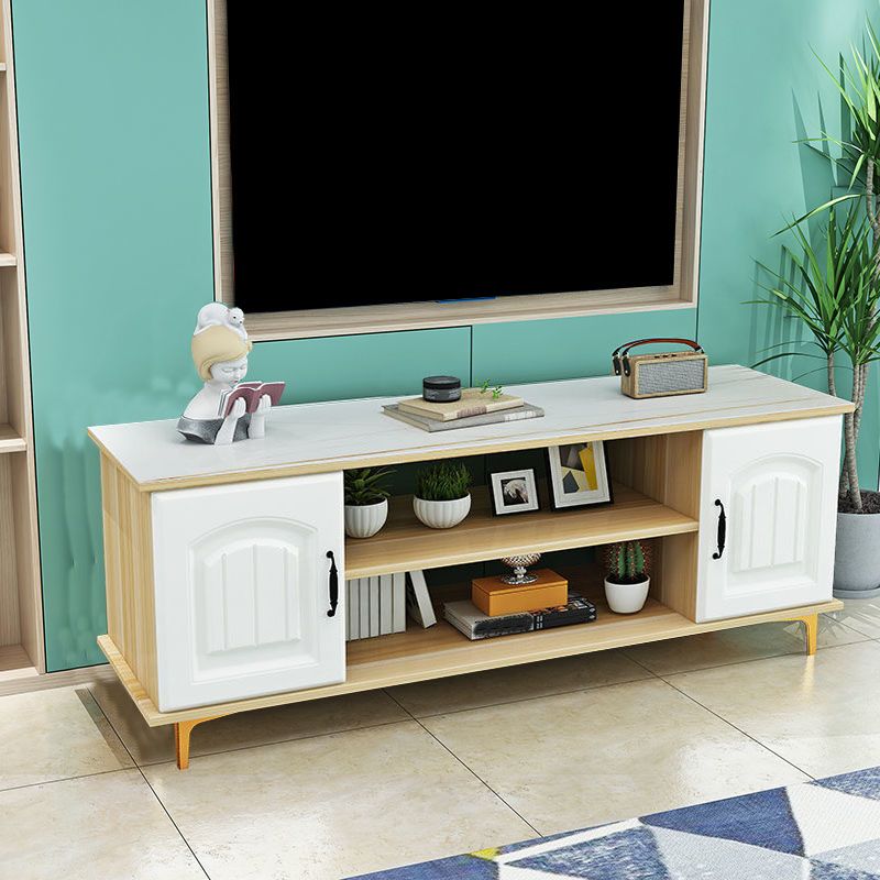 Console TV in legno moderno Console Open Storage TV con 2 porte, 12 "D x 17" H
