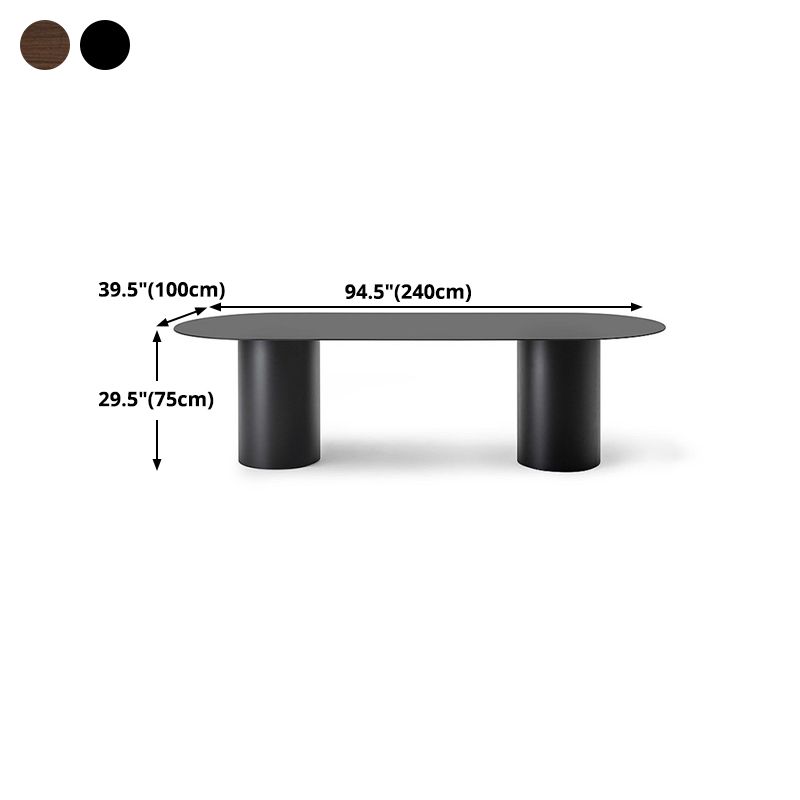 Oval Modern Dining Table Solid Wood Double Pedestal Table for Kitchen Clearhalo ' dining_table' 'Dining Tables & Seating' 'Dining Tables' 'furn' 'furn_dining_table' 'Furniture' 'furniture_dining_table' 'Kitchen & Dining Furniture' 'kitchen&dining_furn' 'kitchen' 'kitchen_dining_table' 1200x1200_2568885f-5287-4a3a-aaa0-8107dedbc1c9