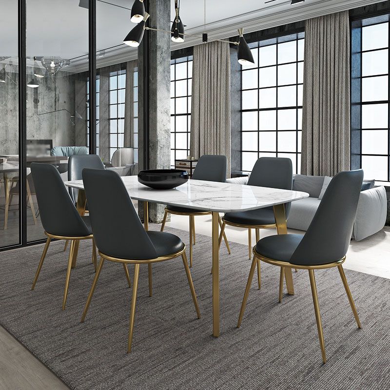 Glam Metal Dining Armless Chair Upholstered Dining Side Chair for Home Use Clearhalo ' kitchen&dining_furn' 'Dining Chairs' 'Dining Tables & Seating' 'dining_chair' 'furn' 'furn_dining_chair' 'Furniture' 'furniture_dining_chair' 'Kitchen & Dining Furniture' 'kitchen' 1200x1200_256c31db-1e1c-4c97-80e8-41b73a0d58df