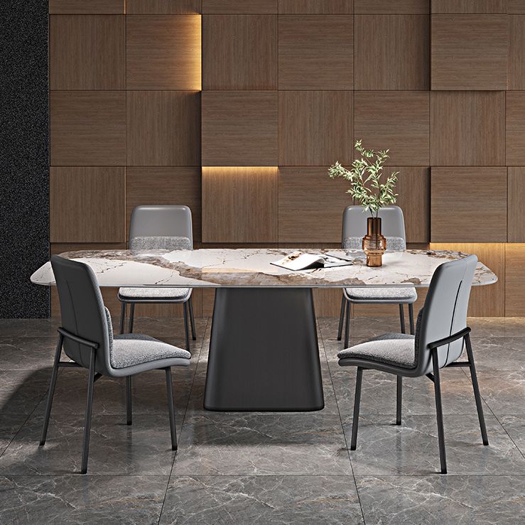 Contemporary Rectangle Dining Table Sintered Stone Dining Table with Pedestal Base Clearhalo ' dining_table' 'Dining Tables & Seating' 'Dining Tables' 'furn' 'furn_dining_table' 'Furniture' 'furniture_dining_table' 'Kitchen & Dining Furniture' 'kitchen&dining_furn' 'kitchen' 'kitchen_dining_table' 1200x1200_256c4445-f1d0-421f-86af-3aaf25ba9c5f