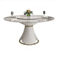 Glossy White Stone Dinette Table with Pedestal Modern Dining Table for Home Clearhalo 'Dining Tables & Seating' 'Dining Tables' 'dining_table' 'furn' 'furn_dining_table' 'Furniture' 'Kitchen & Dining Furniture' 1200x1200_256f4415-23f9-4590-930a-0587c6c453de