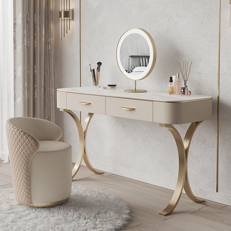 Glam Makeup Vanity Desk Table Stone Top Dressing Table with Drawer