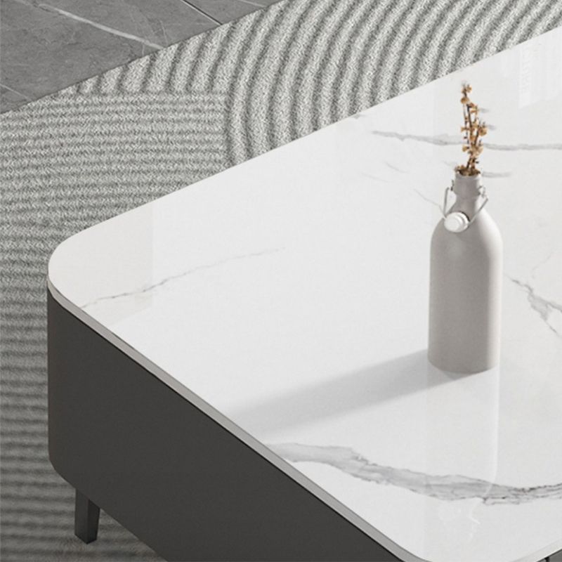 4 gambe tavolo da cocktail di caffè con cassetti di stoccaggio top rettangolo