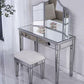 2 Drawers Mirrored Makeup Table and Stool Set Vanity for Women in Silver Clearhalo 'Bedroom Furniture' 'furn' 'furn_makeup_vanities' 'Furniture' 'Makeup Vanities' 'makeup_vanities' 1200x1200_25707361-694b-4c4a-a638-6f9faeadc061
