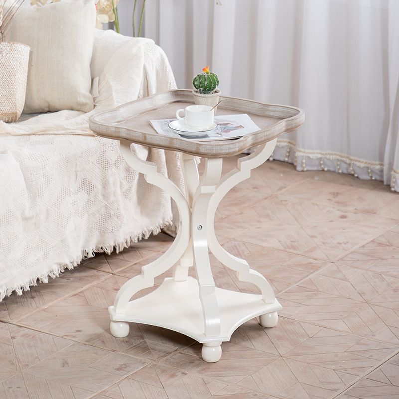 Rustic Side Table Solid Wood 4 Legs Distressed Living Room End Table