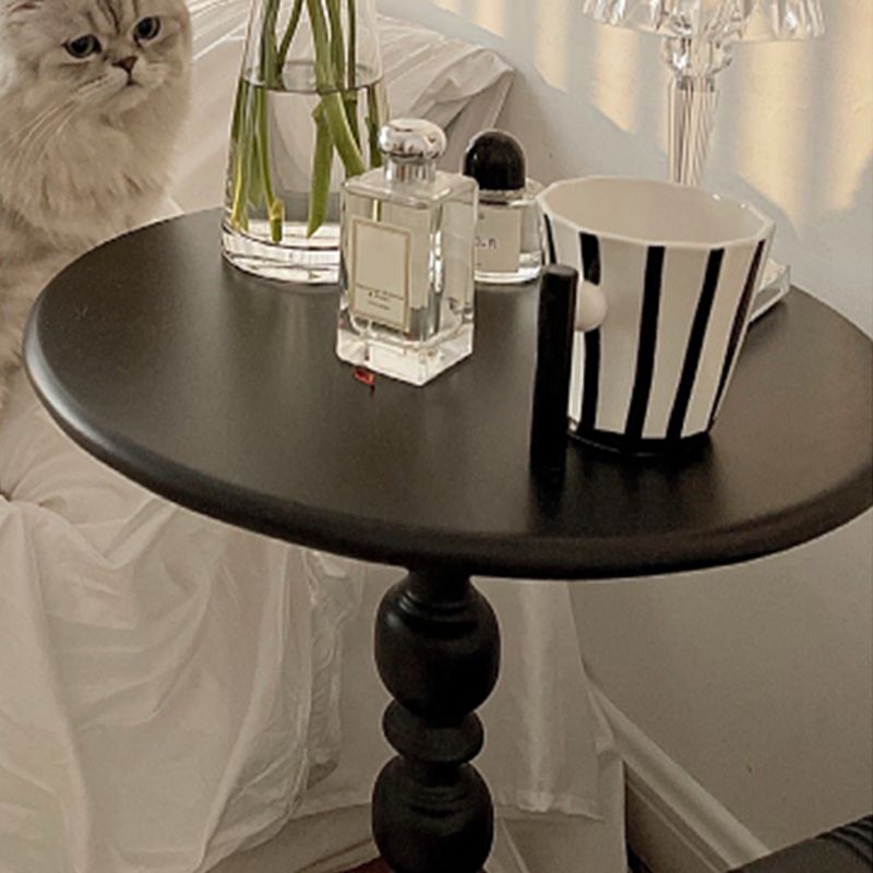 Round Metal Pedestal End Table Black/White Accent Side Table