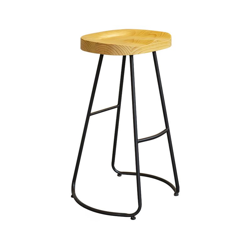 Modern Contoured Seat Pine Solid Wood Bar Stool with Iron Base Clearhalo 'Bar Furniture' 'Bar Stools' 'bar_stools' 'furn' 'furn_bar_stools' 'Furniture' 'Kitchen & Dining Furniture' 1200x1200_2574a313-b0d4-4d1b-8a9b-37e6e9d7694c