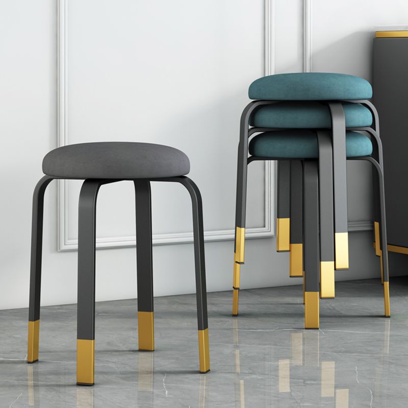 Footstool Ottoman Upholstered Metal Frame Fabric Modern Solid Round Ottoman Clearhalo 'furn' 'furn_ottomans_poufs' 'Furniture' 'Living Room Furniture' 'Ottomans & Poufs' 'ottomans_poufs' 1200x1200_25771b53-cf61-49eb-96a6-7c2805e64248