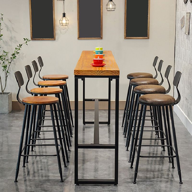 Industrial Trestle Cocktail Bar Table Solid Wood Rectangle Counter Table