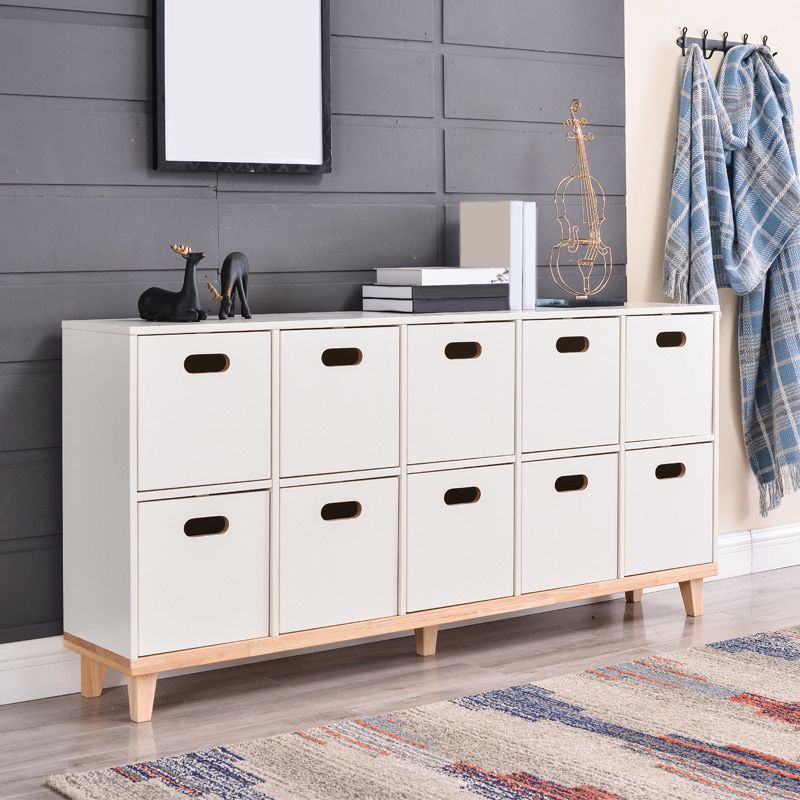 Contemporary Accent Cabinet with Withe Top and Natural Legs Cabinet