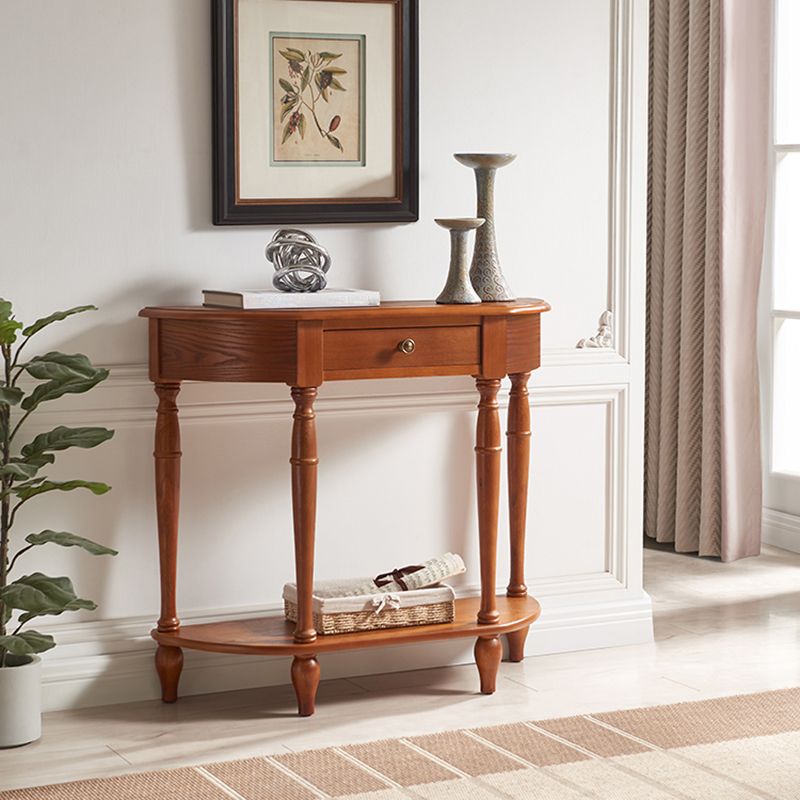 Mident secolo moderno a 4 gambe console a mezza luna in legno in marrone