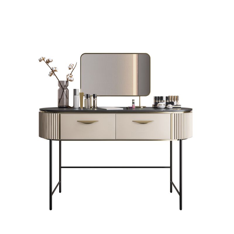 Contemporary Vanity Set, 2 Storage Drawers With Mirror & Padded Stool Clearhalo 'Bedroom Furniture' 'furn' 'furn_makeup_vanities' 'Furniture' 'Makeup Vanities' 'makeup_vanities' 1200x1200_257bc1bb-ffa8-49cc-8114-c5d86c23c804