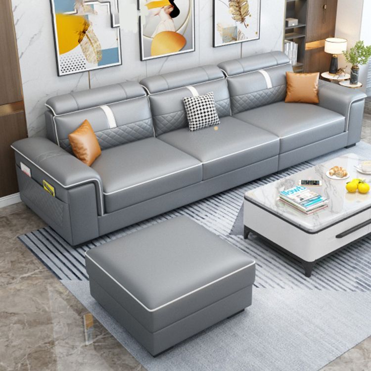 ピロートップアームソファ35.43 "高フェイクレザーソファステイン耐性