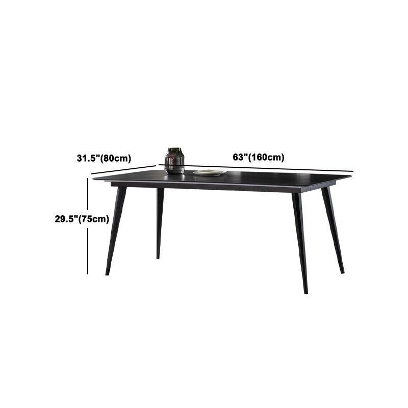 Contemporary Dining Table Set 1/4/5/7 Pcs Black Sintered Stone Top Table with Side Chairs Clearhalo 'Dining Room Sets' 'Dining Tables & Seating' 'dining_room_set' 'furn' 'furn_dining_room_set' 'Furniture' 'Kitchen & Dining Furniture' 1200x1200_257dcef1-6e59-44a4-a331-3ca2fb16d752