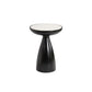 Mid-Century Modern Marble Round Top End Table Solid Wood Pedestal Side Table