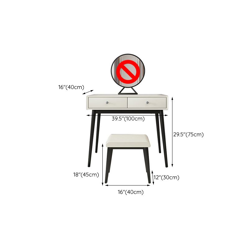 Wood White Makeup Table with 2 Drawers 15.74" Wide Vanity Tables for Bedroom Clearhalo 'Bedroom Furniture' 'furn' 'furn_makeup_vanities' 'Furniture' 'Makeup Vanities' 'makeup_vanities' 1200x1200_2580edb7-9927-4a4e-88f1-de45e30ef905