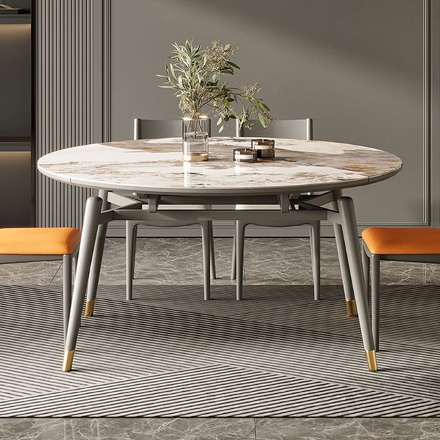 Table à manger extensible table de cuisine en pierre ronde moderne