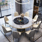 Marble Dining Table Contemporary Style Single Pedestal Base Table for Dining Room Clearhalo ' dining_table' 'Dining Tables & Seating' 'Dining Tables' 'furn' 'furn_dining_table' 'Furniture' 'furniture_dining_table' 'Kitchen & Dining Furniture' 'kitchen&dining_furn' 'kitchen' 'kitchen_dining_table' 1200x1200_258182ee-8347-4962-be7a-2f732b7d39cb