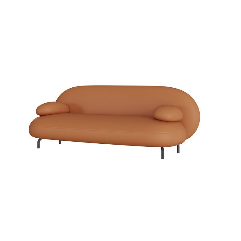 Tight Back Faux Leather Sofa Curved Waterproof Solid Color Settee