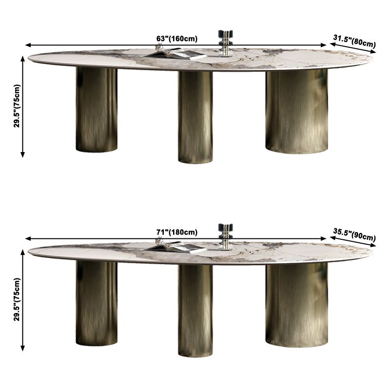 Traditional Luxury Oval Dining Table White Sintered Stone Dining Table with 3 Legs Clearhalo ' dining_table' 'Dining Tables & Seating' 'Dining Tables' 'furn' 'furn_dining_table' 'Furniture' 'furniture_dining_table' 'Kitchen & Dining Furniture' 'kitchen&dining_furn' 'kitchen' 'kitchen_dining_table' 1200x1200_2582d6ff-a10e-4c10-9b67-29adcea6f679