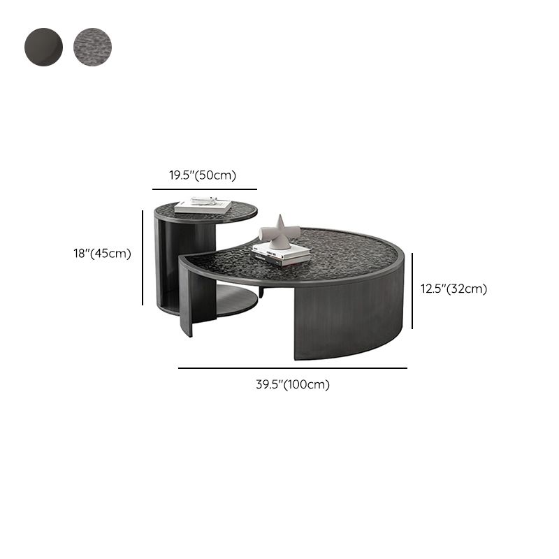 Glass Top Coffee Table Round Nesting Coffee Table Set with Grey Legs Clearhalo 'Coffee & Accent Tables' 'Coffee Tables' 'coffee_tables' 'furn' 'furn_coffee_tables' 'Furniture' 'Living Room Furniture' 1200x1200_258480b8-6d35-4cc0-b5eb-b66f1f9ab38d