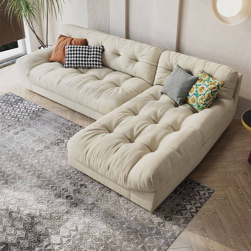 Cream-white Sectional down Padded Tufted Back Tech/flannelette Sofa
