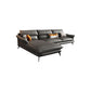Black Genuine Leather Sectionals/Sofa with Pillow Back for Living Room