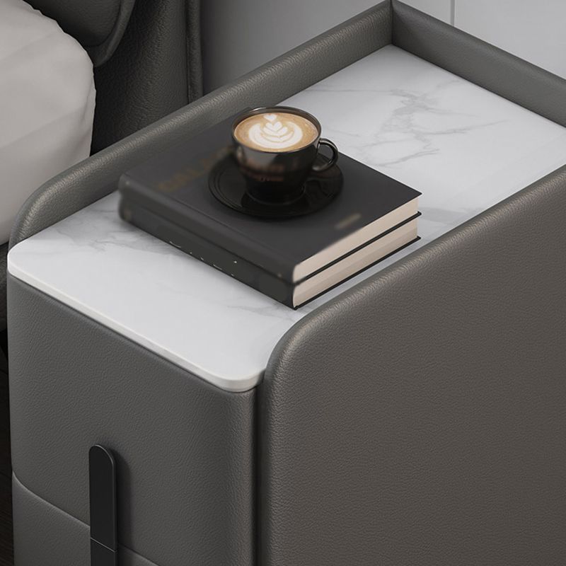 Rectangular Coffee Table with 4 Legs Base Design Rock Slate Top Metal Cocktail Table