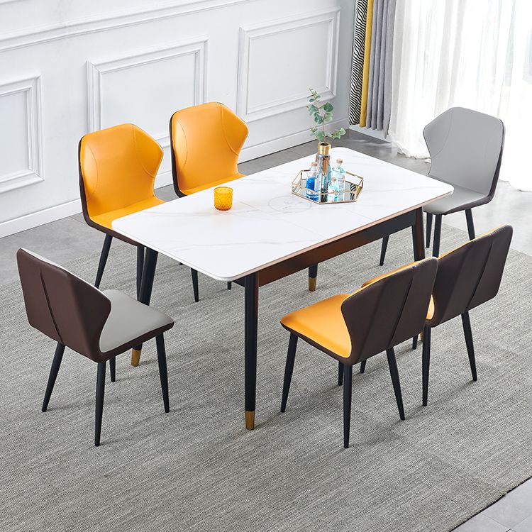 Contemporary Rectangle Dining Room Table White Sintered Stone Table with 4 Legs Clearhalo ' dining_table' 'Dining Tables & Seating' 'Dining Tables' 'furn' 'furn_dining_table' 'Furniture' 'furniture_dining_table' 'Kitchen & Dining Furniture' 'kitchen&dining_furn' 'kitchen' 'kitchen_dining_table' 1200x1200_258a0f8e-3273-4599-88b3-04bf5468700c
