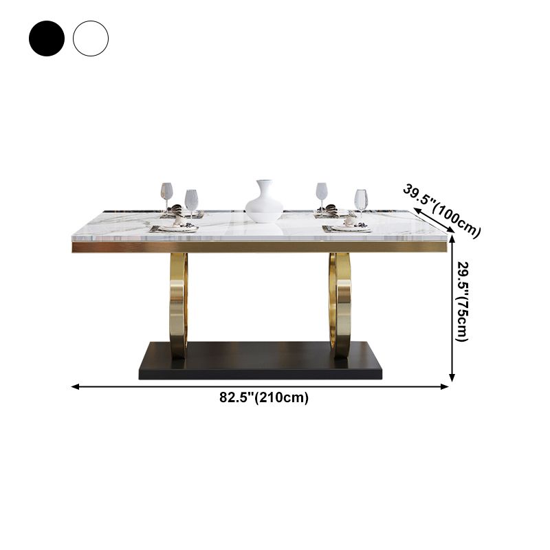 Rectangle Traditional Luxury Dining Table Gold Trestle Base Table for Dining Room Clearhalo ' dining_table' 'Dining Tables & Seating' 'Dining Tables' 'furn' 'furn_dining_table' 'Furniture' 'furniture_dining_table' 'Kitchen & Dining Furniture' 'kitchen&dining_furn' 'kitchen' 'kitchen_dining_table' 1200x1200_258b1f47-9aa5-4dbb-957b-c1f1aed9bd7a