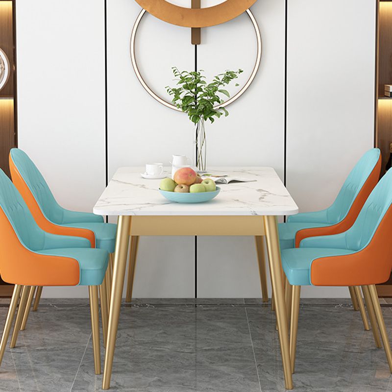 Modern Rectangle Dining Table Sintered Stone Top 4 Iron Legs Dining Room Table Clearhalo 'Dining Tables & Seating' 'Dining Tables' 'dining_table' 'furn' 'furn_dining_table' 'Furniture' 'Kitchen & Dining Furniture' 1200x1200_258bd487-b092-4295-874a-d1cde0cfab68